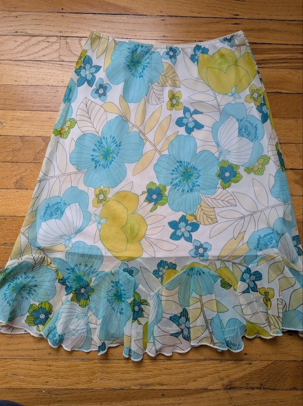 Blue and Yellow Flowy Skirt